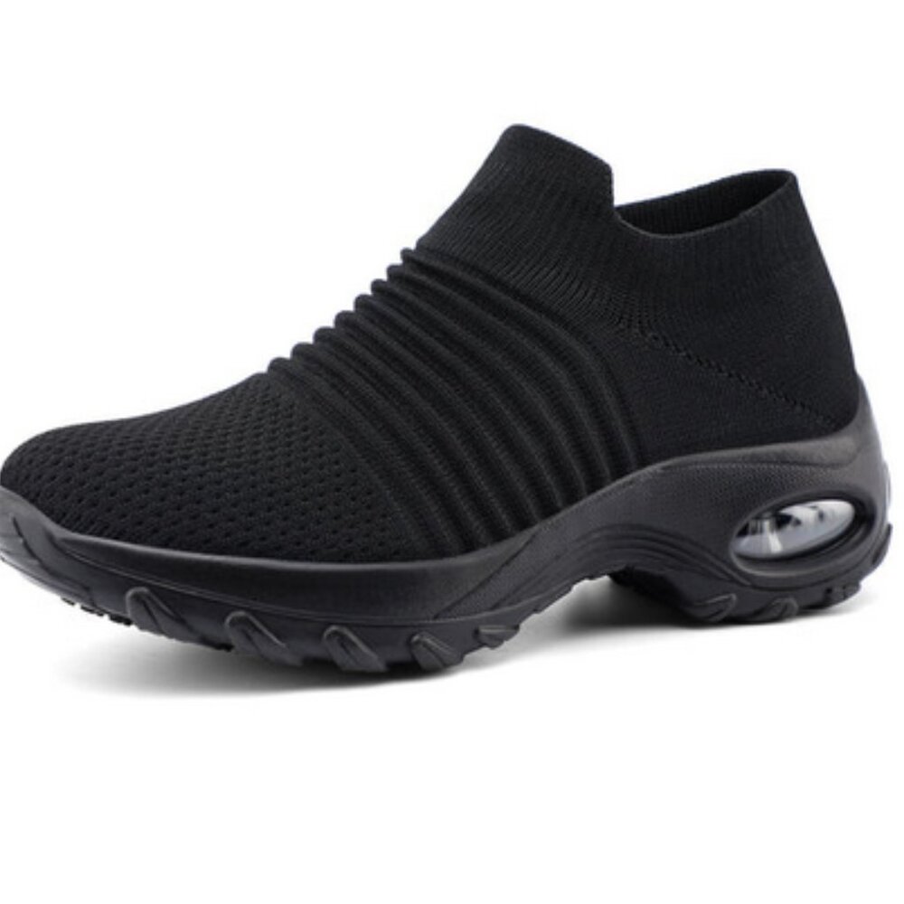STQ Womens Black Size 8.5 Slip on Walking Shoes Breathable Good Grip Comfortable